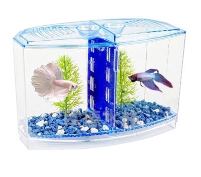 China Environment Viable Acrylic Single Grid Pet Breeding Fish Tank Transparent Fish Tank Aquarium With Divider Dish Rectangle for sale