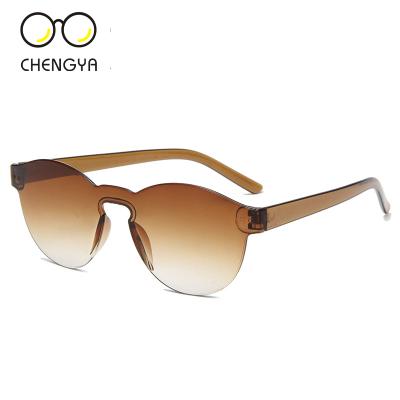 China Eyewear 2022 Border Sun Glasses Woman Eye Frame 1$ Sunglasses Candy Color All-in-One Transparent Frameless Fashionable Sunglasses for sale