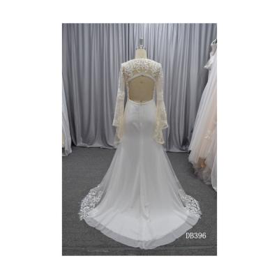 China New Fashion Breathable Hot Selling Small Border Lace Up Bridal Wedding Dress With Beads For Bridal Gown for sale