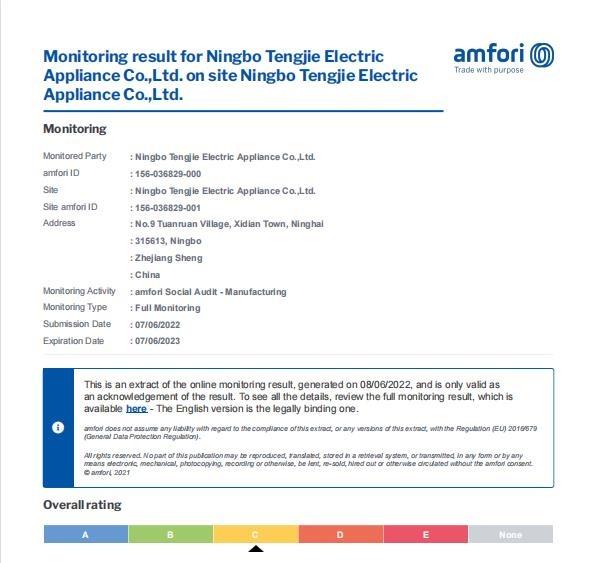 BSCI - Ningbo Tengjie Electric Appliance Co., Ltd.