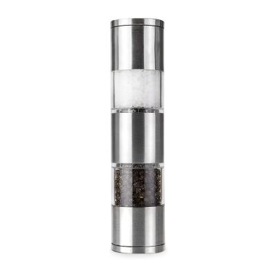 China Amazon Viable Hot Selling 2In1Stainless Steel Salt And Pepper Grinder Spice Grinder With Double Ended Manual Design for sale