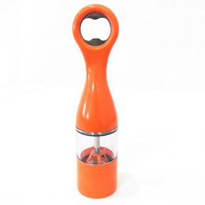 China Sustainable Multifunctional Plastic Manual Salt And Pepper Mill With Beer Opener for sale