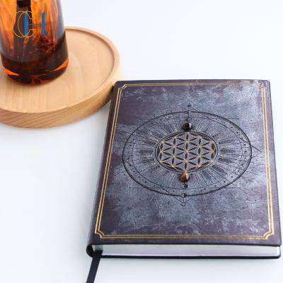 China New Design Custom Limit Notebook Natural Crystal Handwriting Meditation Diary Tiger Eye Chakra Notebooks for sale