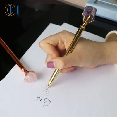 China office & Promotion of Pen Diamond Crystal Metal Metallic Ball Point Pen Gemstone Infused For School Gift for sale