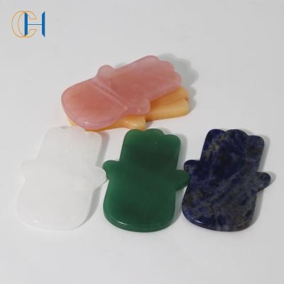 China New Design Rose Quartz Hamsa Hand Shape Face Guasha for sale