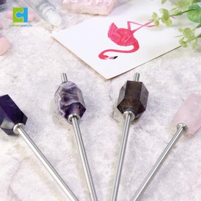 China Artisan Special Designed Glass Straw Natural Gemstone Crystal Infused Straw For Drinking Glass for sale