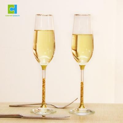 China Gemstone Infused Unique Design 2022 Business Precious High Quality Gold Infused Party Champagne Glass for sale