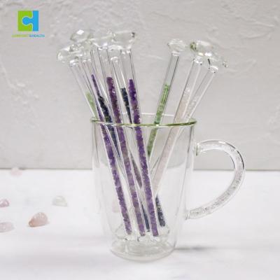 China Viable Crystal Muddler Gemstone Glass Muddler Coffee Stirrer Drinks Stirrer Cocktail Stick For Sale for sale