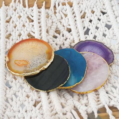 China Promotional Reusable Personalized Custom Copy Logo Crystal Gemstone Agate Coaster From China for sale