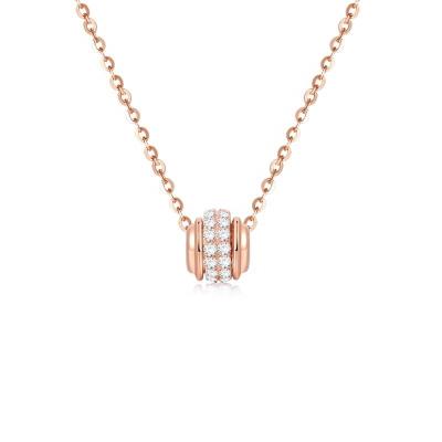 China Romantic Fashion S925 Silver New Transfer Bead Pendant Necklace Rose Gold Exquisite Round Bead Necklace Women'S Luxury Jewelry Gift for sale