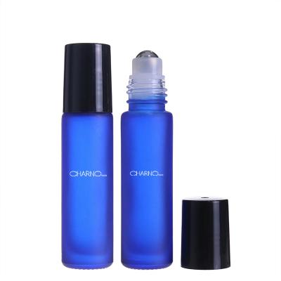 China Customized Logo 5ml 8ml 10ml Empty Light Blue Cosmetic Deodorant Glass Roll On Serum Bottle for sale