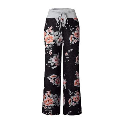 China NEWCOSPLAY Anti-wrinkle Drawstring Floral Wide Leg Pants High Waist Casual Sports Tracksuit For Women Women Trousers for sale