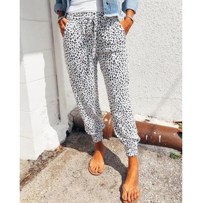 China Wholesale Breathable Leopard Printed High Waist Jogger Track Drop Elastic Nylon Pants For Women for sale