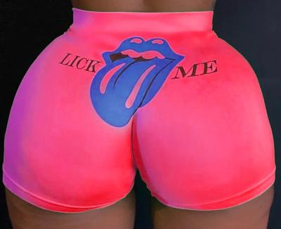 China Breathable Fashion Candy Color Printing Custom Logo High Elastic Biker Shorts For Women for sale