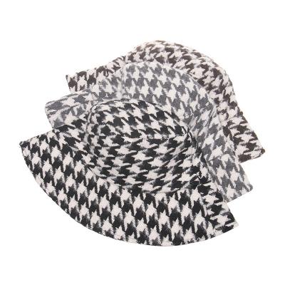 China New COMMON retro autumn and winter fisherman hat thick houndstooth leopard basin bucket hat for sale