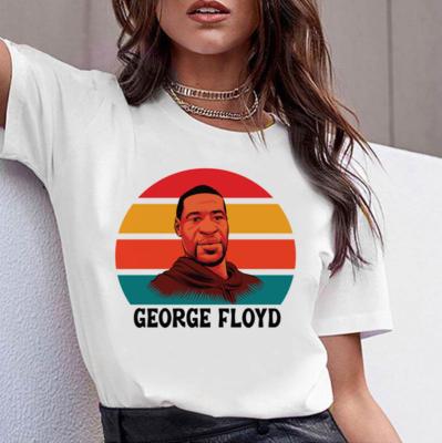 China Breathable George Floyd I Can't Breathe Letter Print Black Lives Matter Tea Shirt Women Short Sleeve Crew for sale