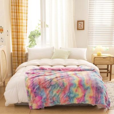 China Hot Sale Christmas Gift Faux Fur Jacquard Two Layer Tie Dye PV Fleece Sherpa Throw Blankets For Winter for sale