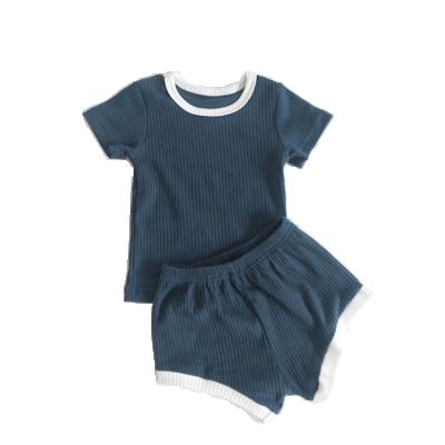 China Summer Anti-Shrink Single Elastic Boutique Baby Short Ribbed Organic Cotton Set for sale