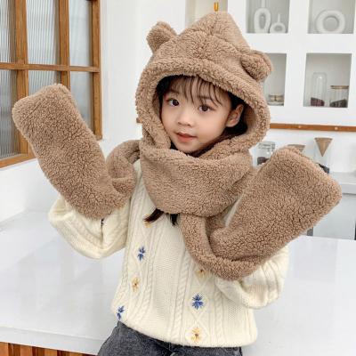 China Folded boys and girls three-piece cute hats to keep warm in autumn and winter for sale