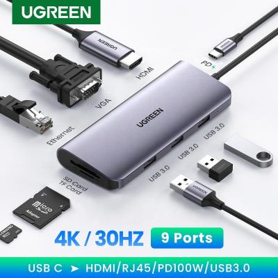 China UGREEN USB C HUB 4K HD Adapter USB C to RJ45 USB 3.0 PD 100W Dock for MacBook Pro M2 Air-Air M1 Type C 3.1 Splitter HUB 40873 80133 50209 for sale