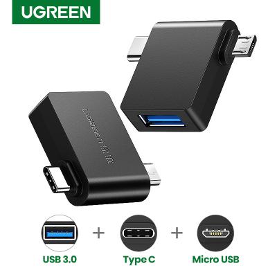 China Mobile Phone Ugreen OTG Adapter 2-in-1 USB Micro Type C to Type-C USB 3.0 Adapter for Samsung Galaxy S10 Macbook USB C OTG Adapter Converter for sale