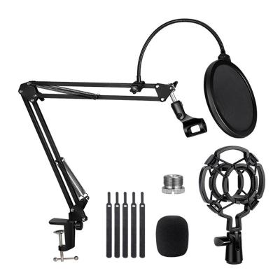 China Metal Microphone Stand, Adjustable Suspension Boom Scissor Stand with Mic Filter Microphone Shock Mount for Voice Recording for sale