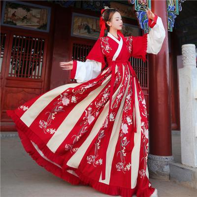 China Jin Hanfu Female Adult Traditional wear Suoxian heavy industry embroidery cross antique half collar party/summer dailay /streetwear new arm waist length for sale