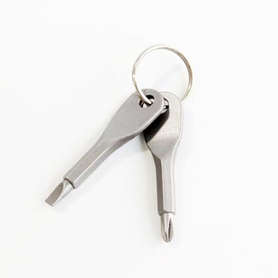 China EDC E0030 Pocket Mini Tool Keyring Screwdriver With Head Metal Multifunctional Key Chain Shaped Flat Head Cross Key Chain for sale