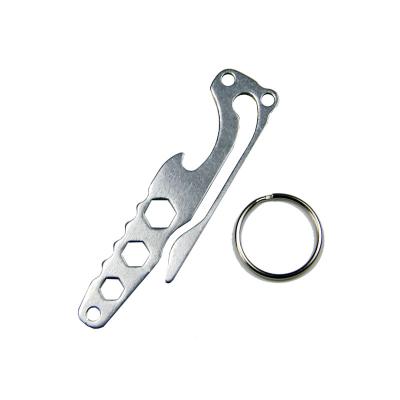 China Multifunctional Stainless Steel Key Chain Hook Belt Clip Pocket Clip Buckle Key Hanger Bottle Opener Hex Wrench With Key Ring for sale