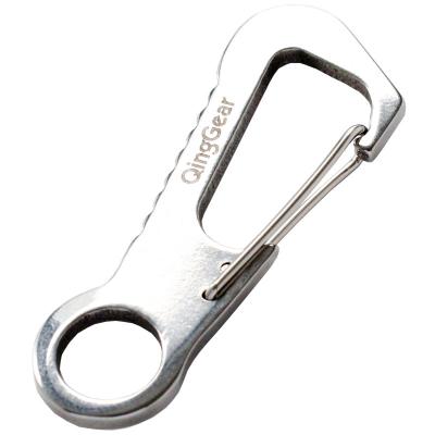 China 440 Stainless Steel QingGear Multifunctional Spring Clasp Bottle Opener Backpack Clip Key Chain Carabiner Metal Hooks Survival Tactical Gear for sale