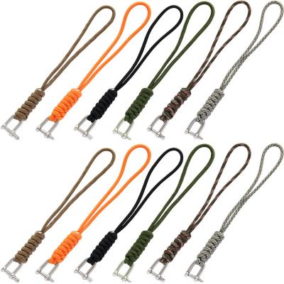 China QingGear Handmade Nylon Rope Braided Tactical Knife Gear Lanyard With Stainless Steel Shackle Key Chain S0110 for sale