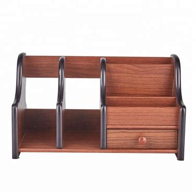 China Eco-friendly Wholesale Wooden Desktop Folder Book Stationery Rack Desk Organizer for sale