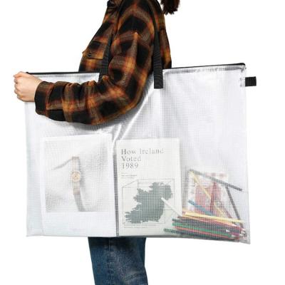 China Office Art Draw Packing Transparent File Folder PVC Handle Document Bag for sale