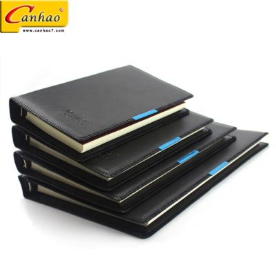 China Eco-friendly Black Hardcover PU Ring Binding Spiral Business Keepsake Notebook for sale