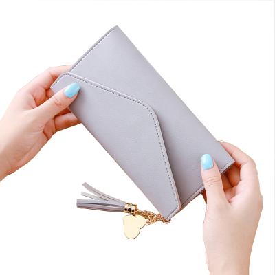 China Tassel PU Cheap Lady Fashion Bride Waterproof Woven Long Cute Wallet for sale