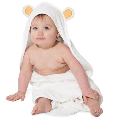 China Baby Kid Safe High Quality Coral Fleece Receiving Blanket Wrap Hooded Baby Bath Towel for sale