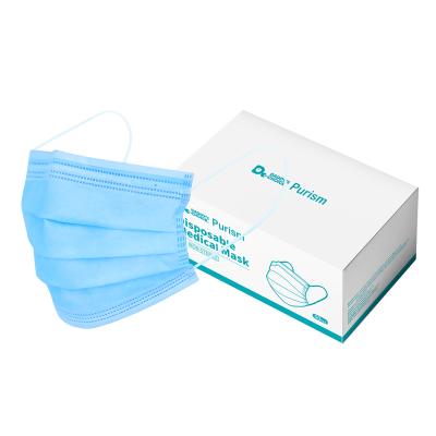 China Adult Masks Disposable Flat Type 3 Ply Face Mask Medical Surgical Purism BFE95% Best Price Protective Blue Color for sale