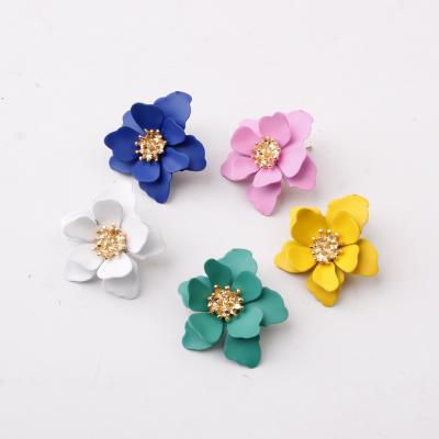 China Trendy Fashion Lacquer Flower Valentine's Day Gift Jewelry Colorful Frosted Flower Stud Earrings Large for sale