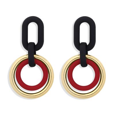 China Multi Color Ring Gold Resin Earrings Geometric Vintage Geometric Hit Elements FASHION Plated Loop Circle Earrings for sale