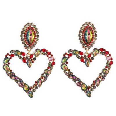 China FASHIONABLE Colorful Alloy Earrings Super Heart Snapshot Retro Exaggerated Full Diamond Stud Earrings for sale