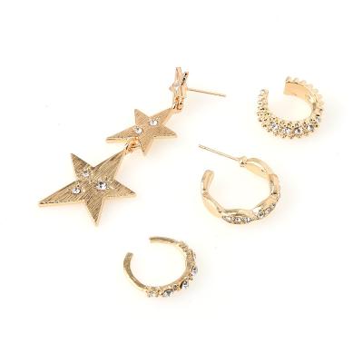 China TRENDY Vintage Shinning Small Geometric Earring Sets Exaggerated Long Butterfly Star Hanging Stud Earrings For Women for sale