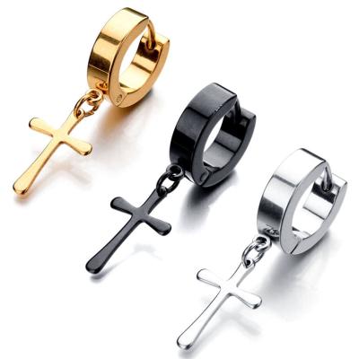 China TRENDY gold plated earring vintage dangle stainless steel cross women's earrings earrings for sale