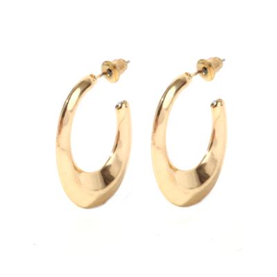 China FASHIONABLE Classic Chunky Hoop Earrings Gold Plated Shiny Polished Round Circle Earrings Gold for sale