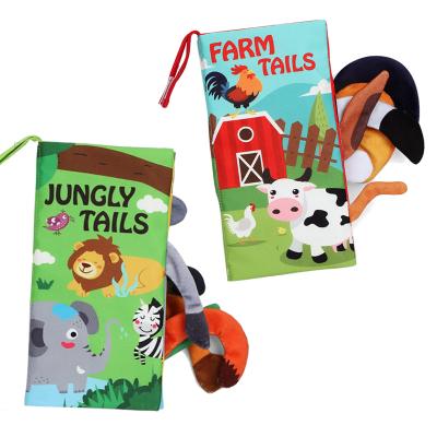 China Baby Educational Toy 3D Cloth Book For Kids Baby Soft Books Educational Toys Farm Animal Tail For Baby Touch for sale