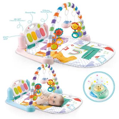 China Educational Toy Baby Play Mat with Piano Early Education Baby Gym Mat with Baby Rattle Hanging Throw Function for sale