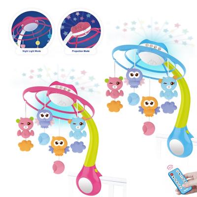 China Toy Baby Bell Crib Battery Operated Rotating Baby Mobile with Projection Function Baby Music Crib Remote Control Bell for sale