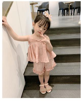 China 2021 Summer New Anti-wrinkle Halter Dress Baby Tank Tops Two Piece Set for sale