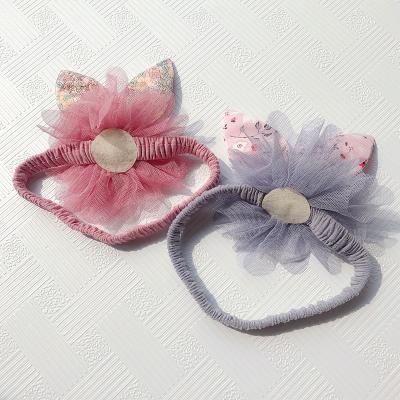 China Popular beautiful baby lace bow headband rabbit ears headband does not pull headband for sale