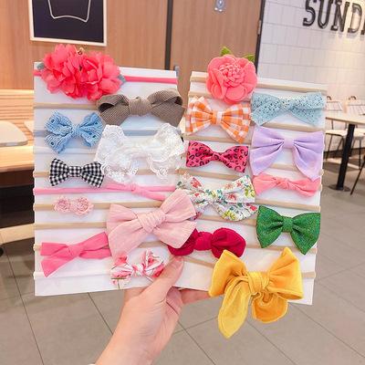 China Western Style Girl Fashion Hair Bow Band Hairband Baby Soft Cloth Art Hair Accessories for sale