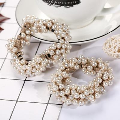 China Popular Woman Elastic Hair Bands Bead Elastic Bands Ponytail Holders Hair Accessories Hair Scrunchies Rope for sale